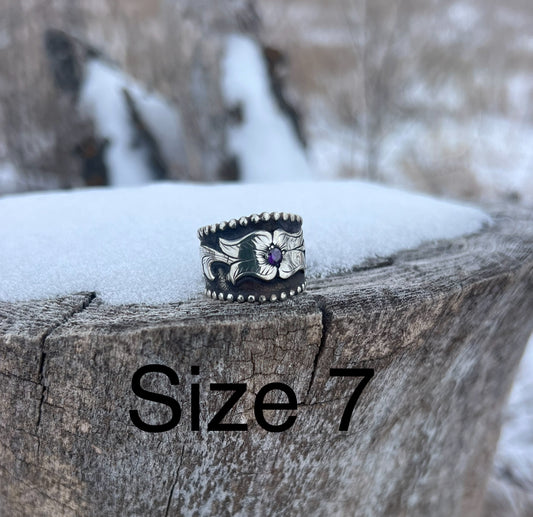 Sterling beaded border ring